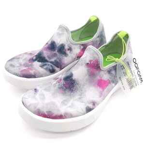 Oofos Women Size 5 Pink Grey OOmg Eezee Tie Dye Recovery Slip On Walking Shoes‎